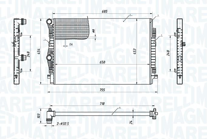 Articolo P2SX4 - RADIATORE RAFFREDDAMENTO MOTORE VW PASSAT B8 VA